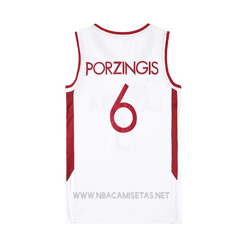 Camiseta Latvija Kristaps Porzingis NO 6 Blanco